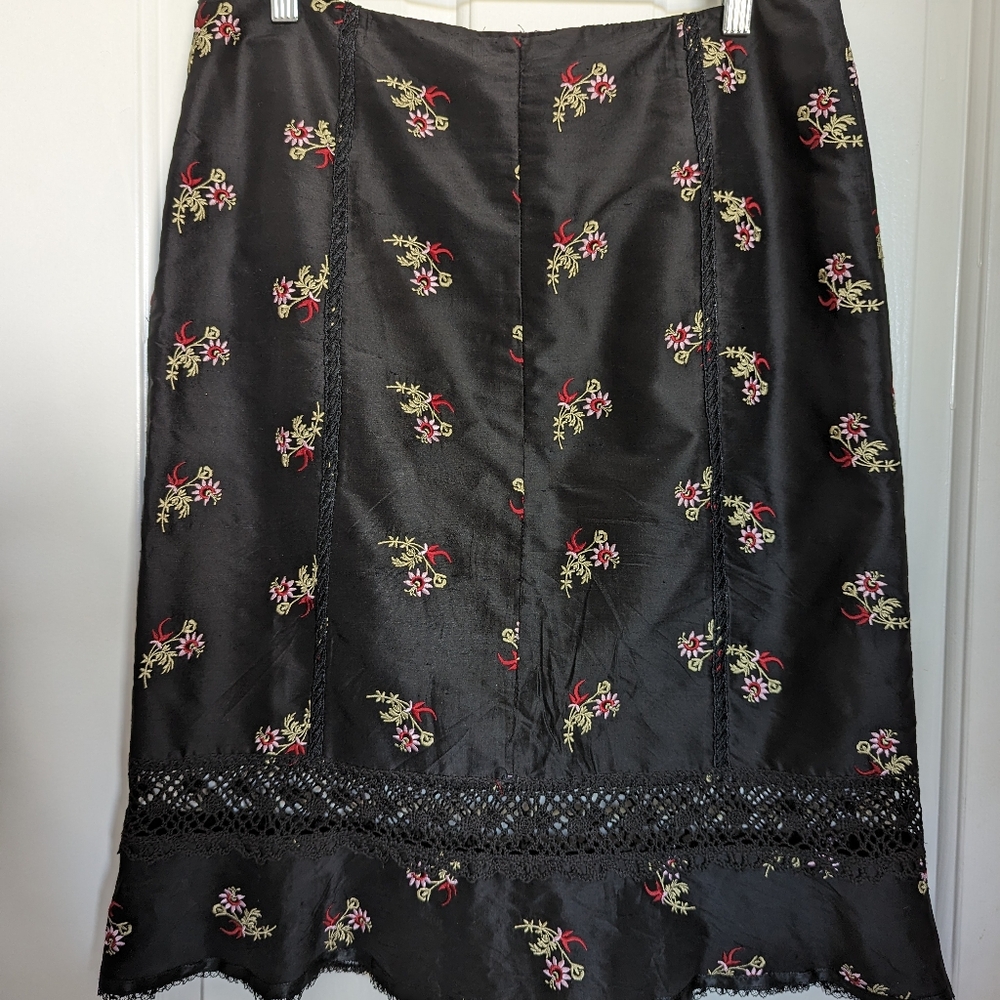 Vintage Renfrew Silk Midi Floral Asian Skirt